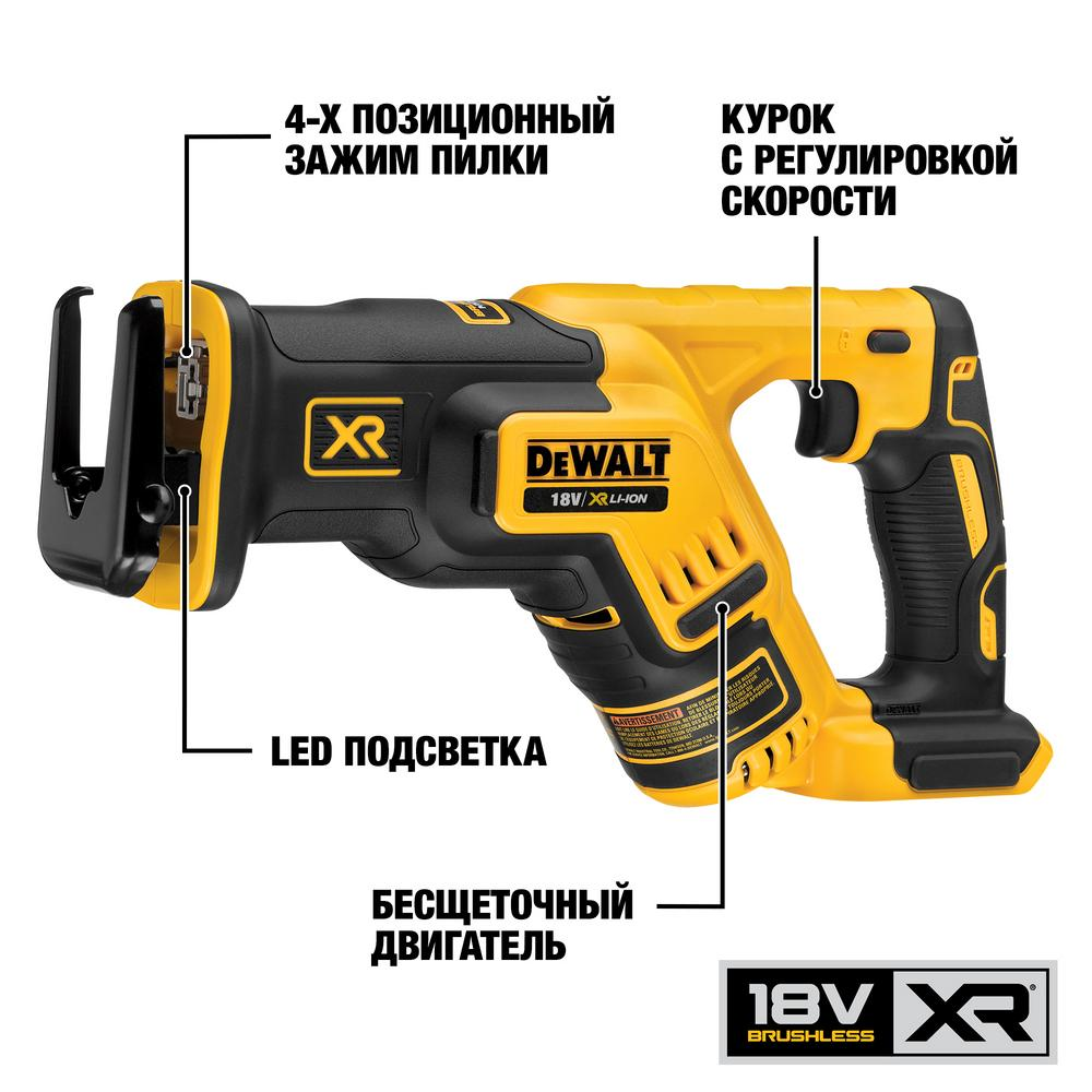 Аккумуляторная бесщеточная сабельная пила DEWALT DCS367N, 18 В, XR, 0-2900 ход/мин